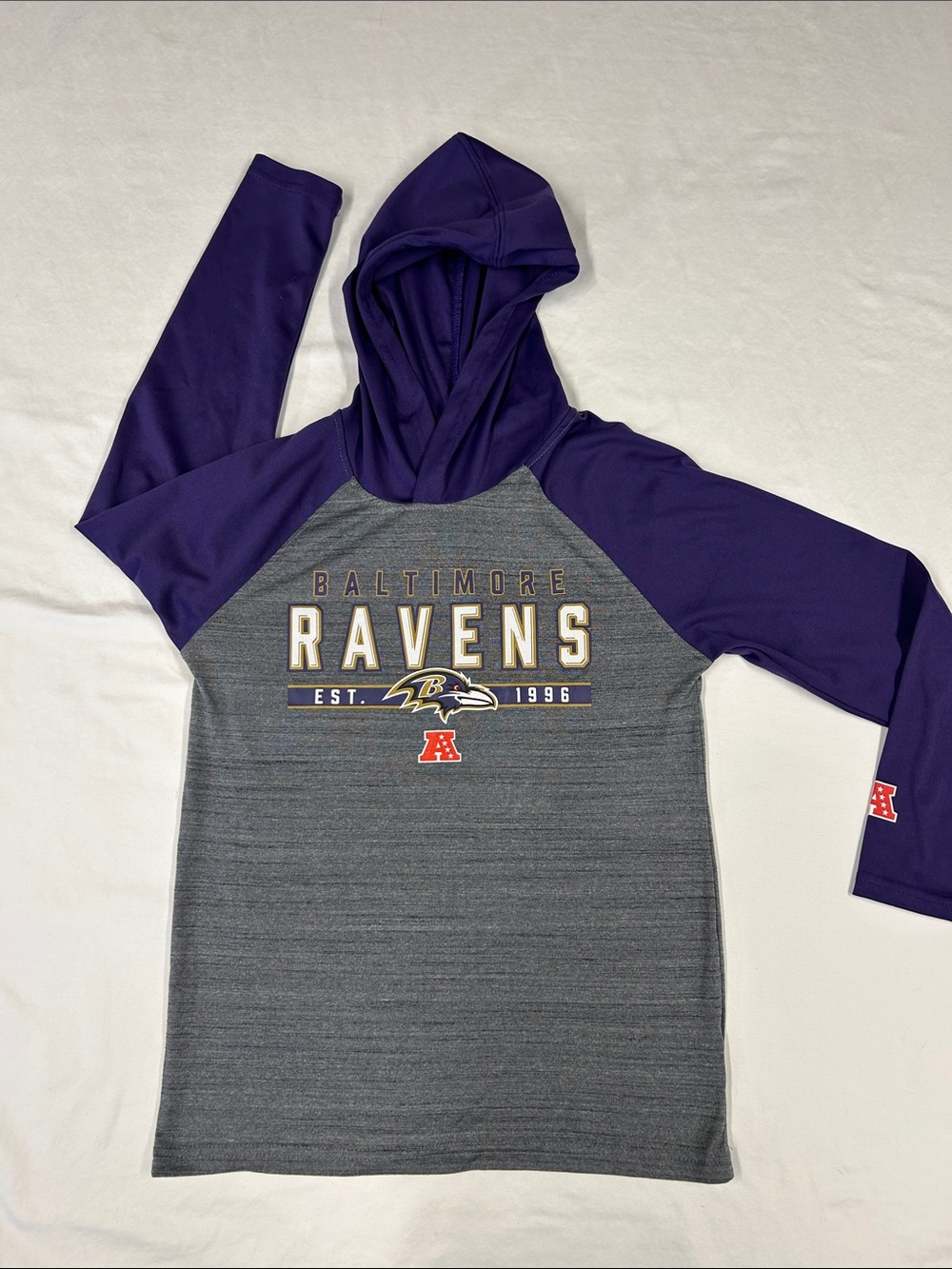 NFL Baltimore Ravens Purple & Gray Hooded Raglan Sweatshirt